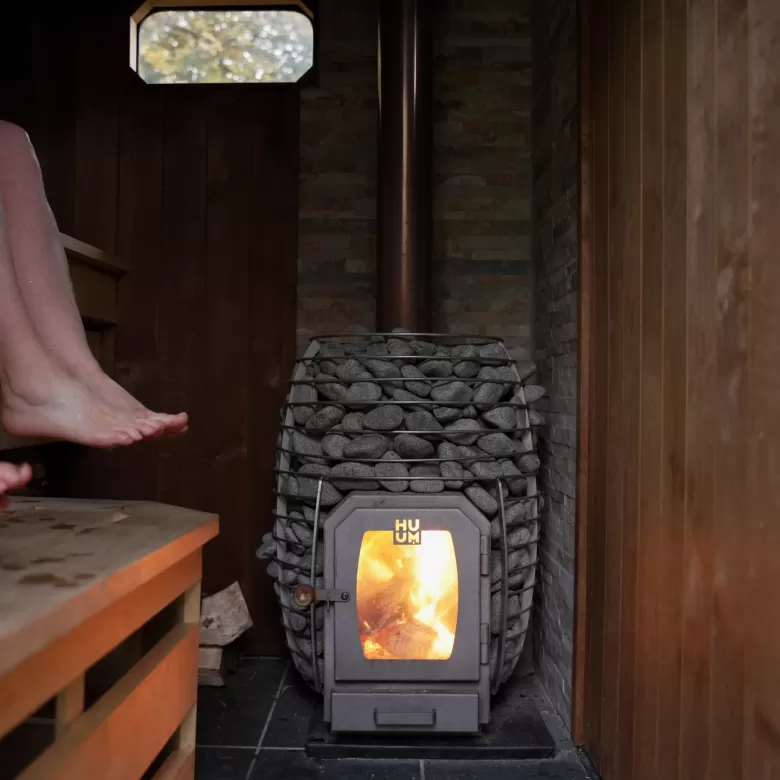 An off-grid sauna